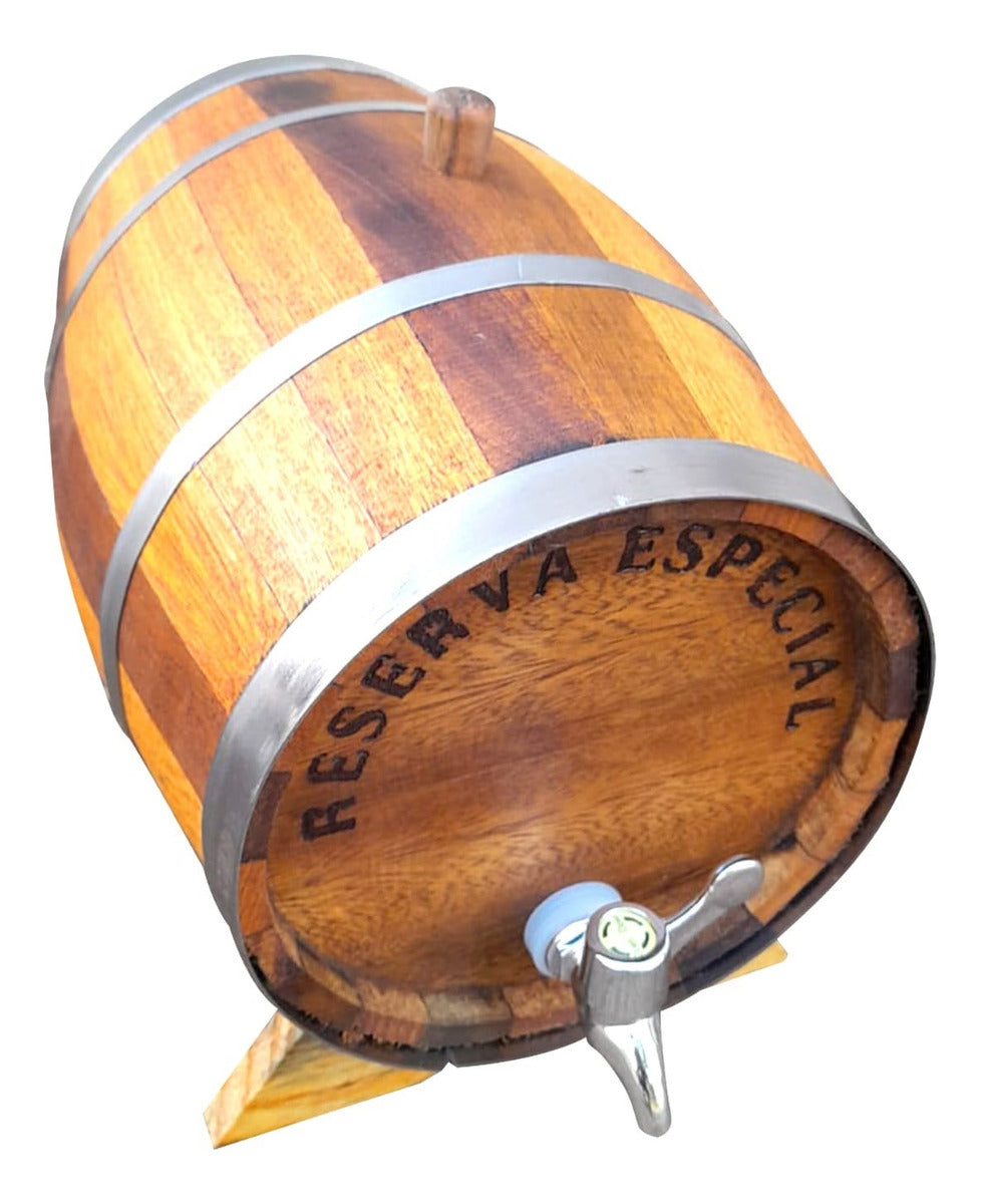 Barril Carvalho 5 Litros Pinga Cachaça Whisky Torneira Luxo