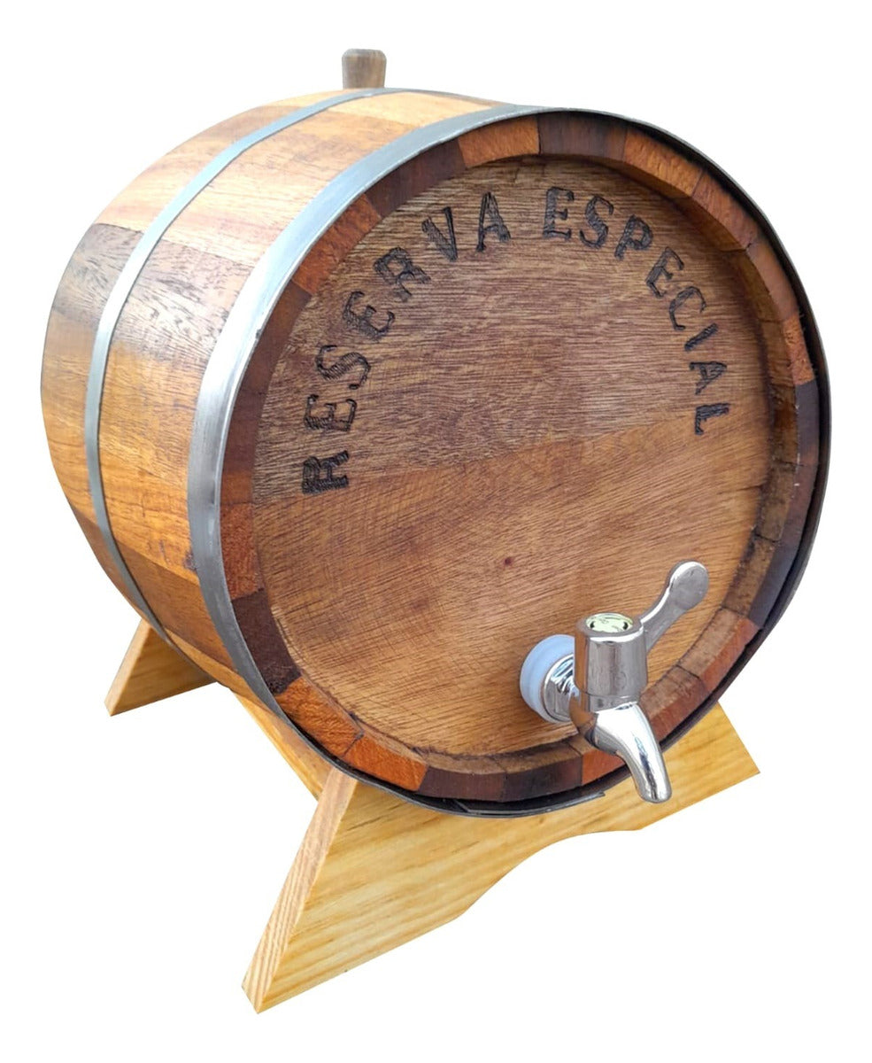 Barril Carvalho 5 Litros Pinga Cachaça Whisky Torneira Luxo